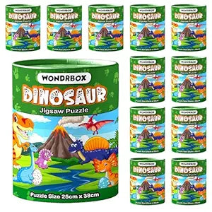 WONDRBOX Return Gifts for Kids Birthday Pack of 12 | Dinosaur Puzzle