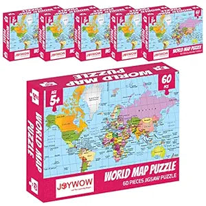 Birthday Returns Gifts ,World Map Jigsaw Puzzle 60pcs for Kids Pack of 5 ,Age 5+