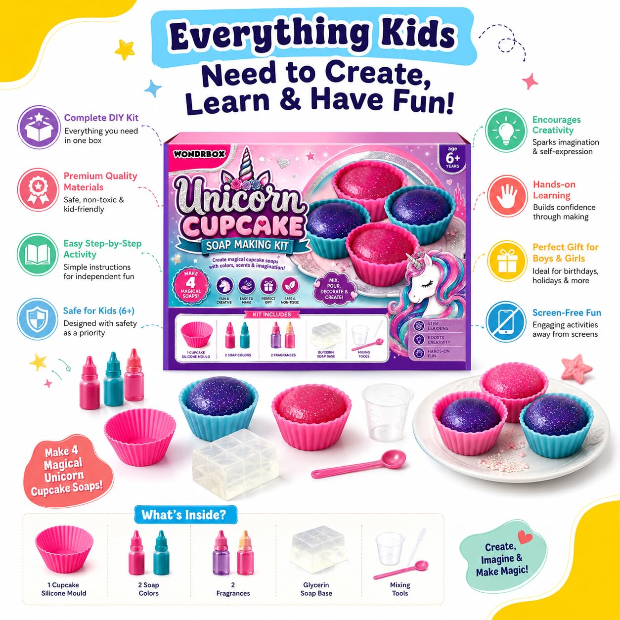 Unicorn Soap Making Birthday Return Gift Kit for Kids pack of 5