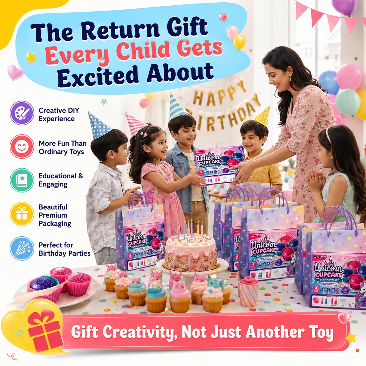Unicorn Soap Making Birthday Return Gift Kit for Kids Pack of 10