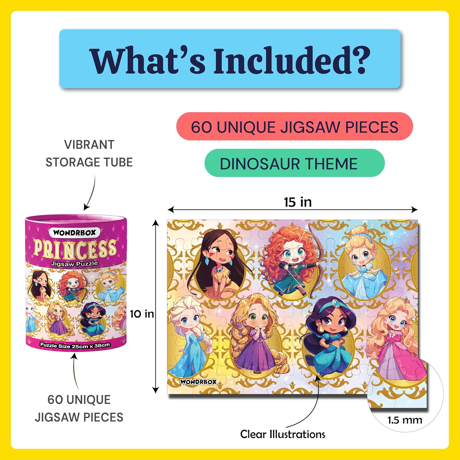 Princess 60 PCS Jigsaw Puzzle, Age 5+