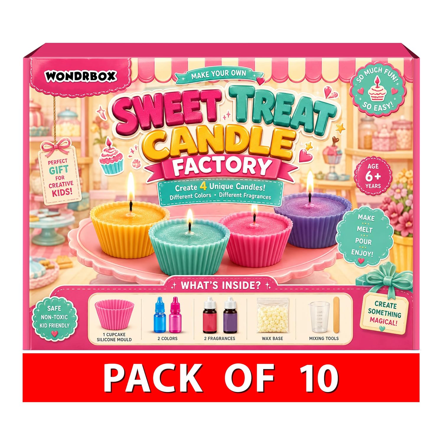 Sweet Treat Candle Factory Kit for Kids Age 6-14 | Pack of 10