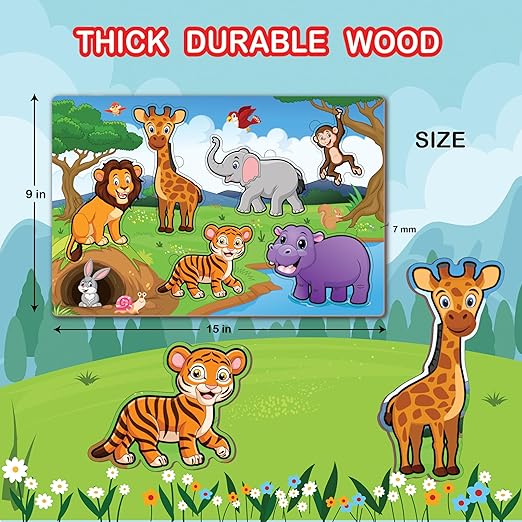 Transport, Farm Animals, Wild Animals, Wooden Puzzle (3 Puzzles Set), Age 2+