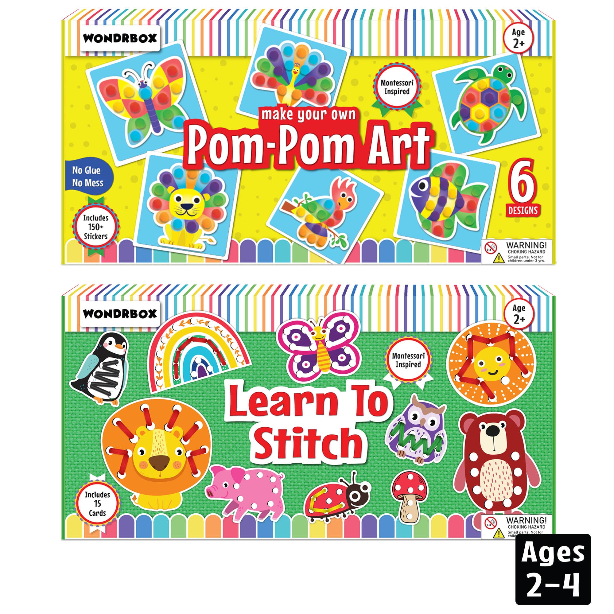 Pom-Pom Art and Learn to Stitch Combo, Age 3+