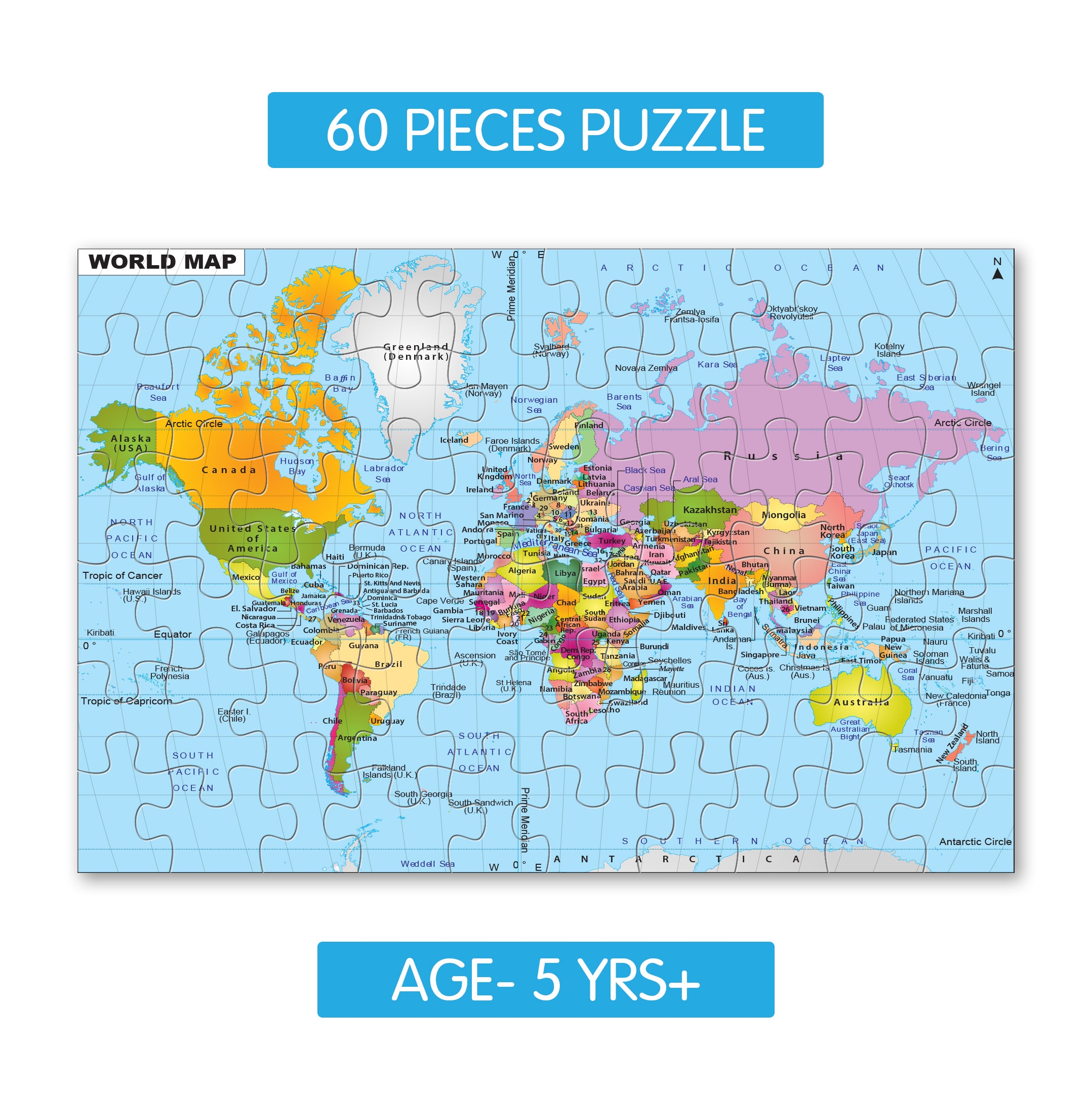 Birthday Return Gifts ,World Map Jigsaw Puzzle (Pack of 10 )Age 5+