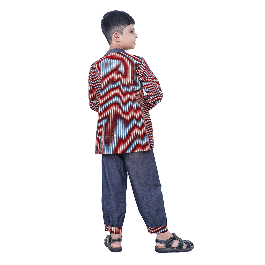 Littleland Denim Kurta And Pant