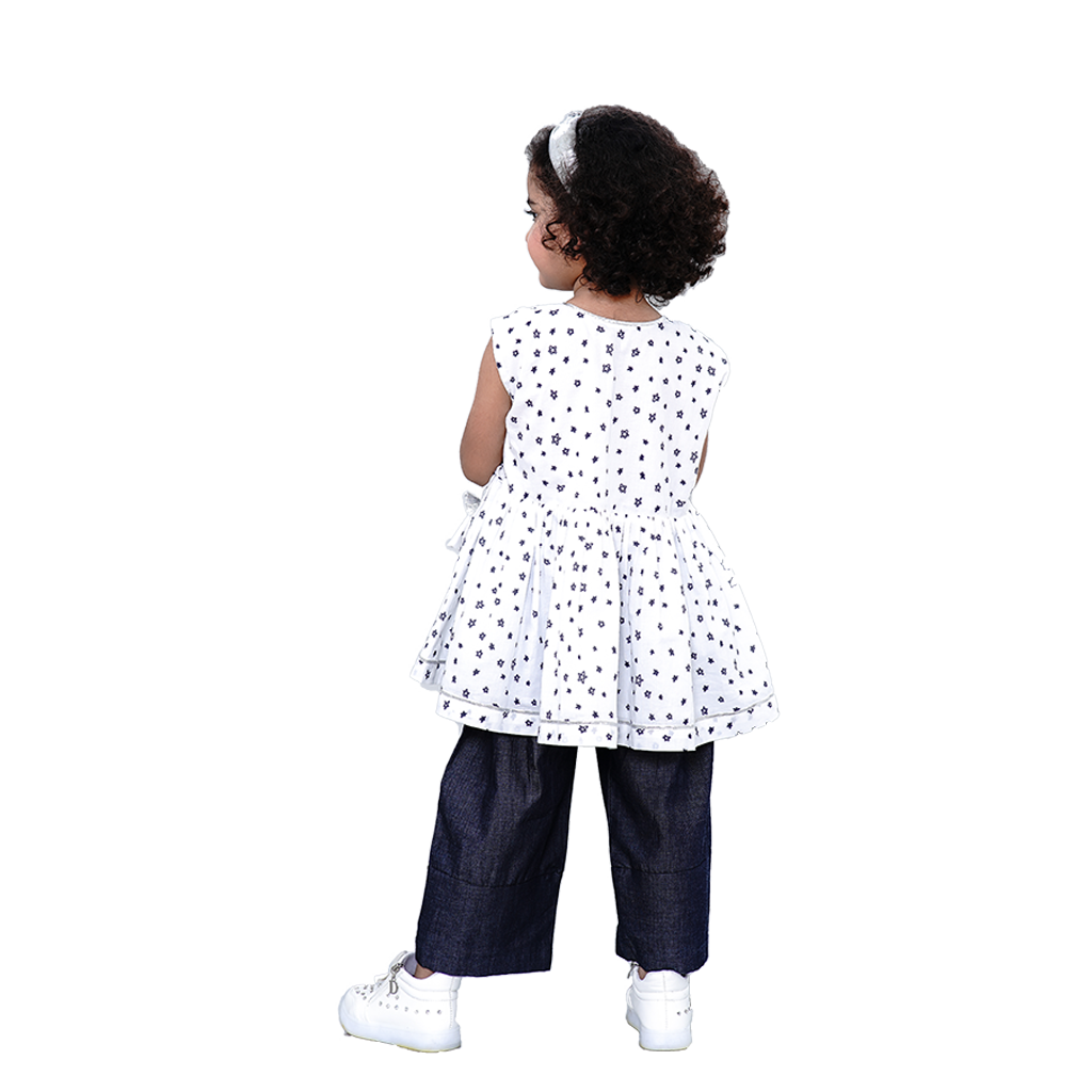 Pre Order: Blue Star Printed Pure Cotton Angarkha Style Top And Pant