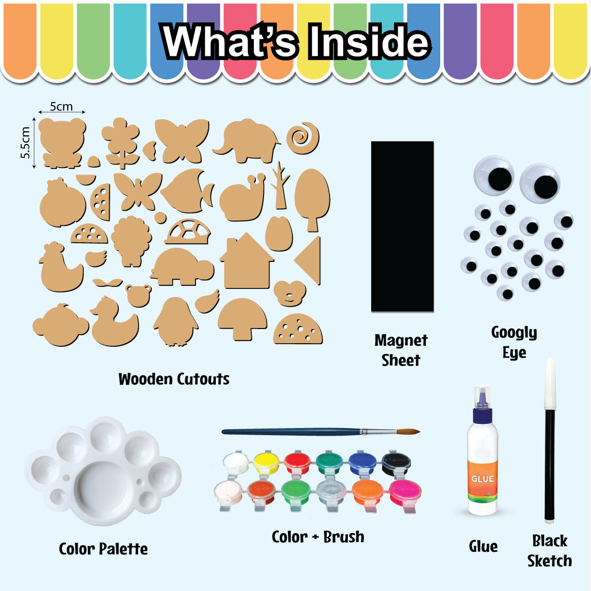 Wooden Magnets Art and Craft Activity Kit, Age 6+