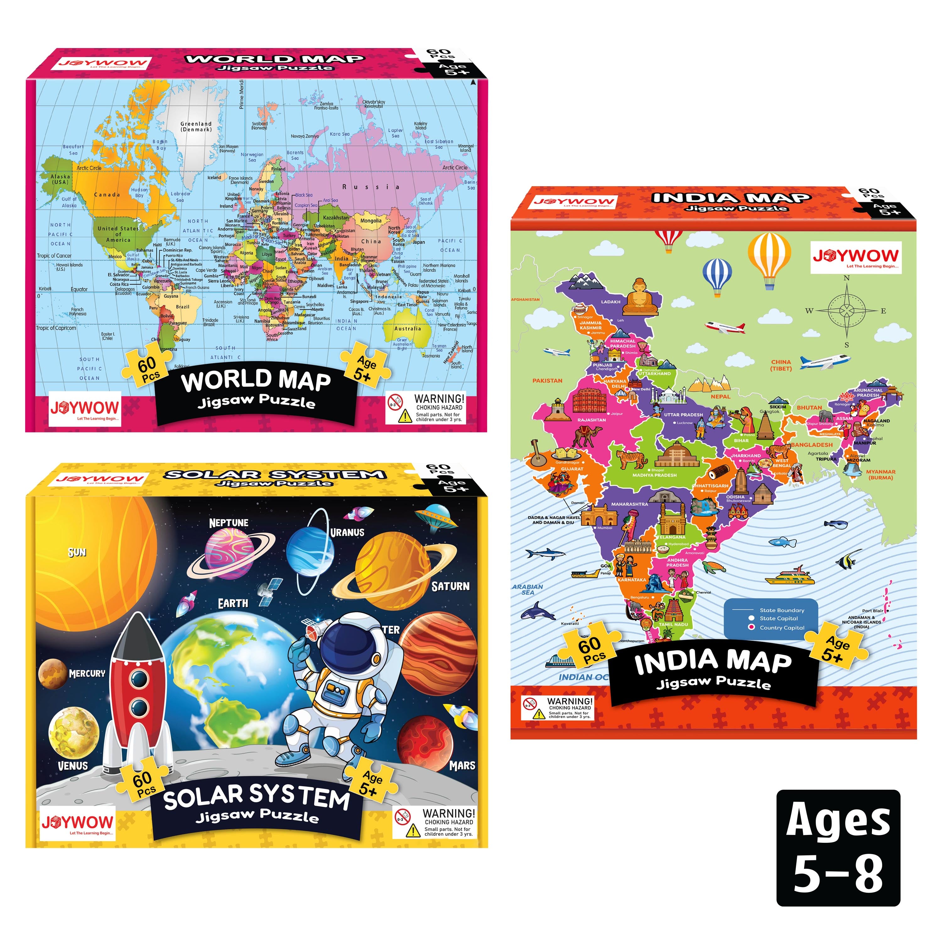 60 Pcs Jigsaw Puzzle (Set of 3), Age 5+
