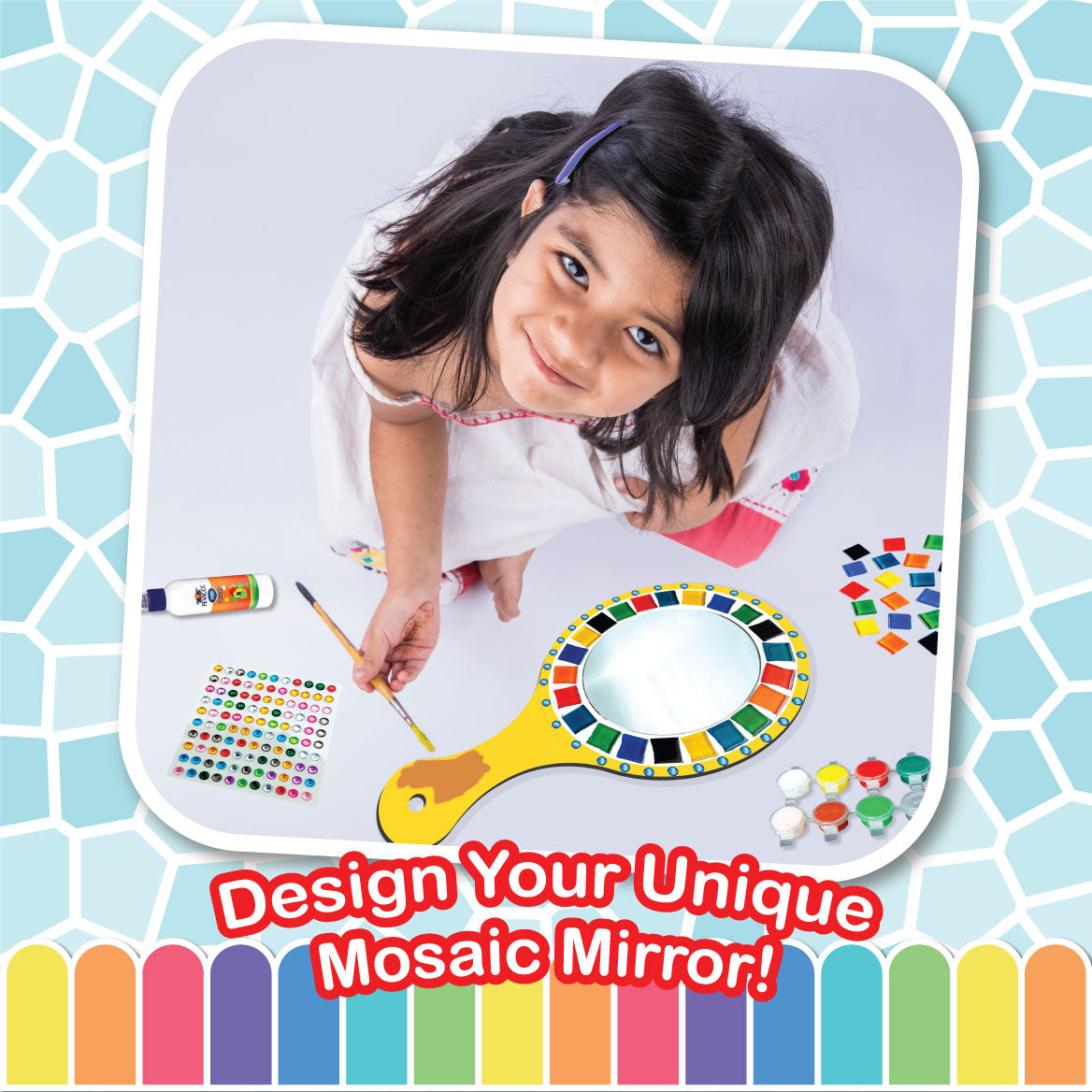 Mosaic Mirror Art and Craft Activity Kit, Age 8+