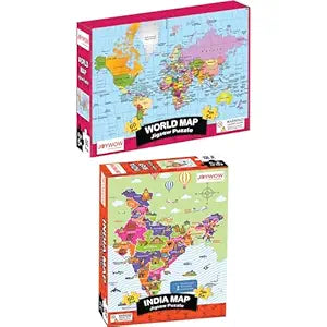 60 Pcs jigsaw Puzzle Combo Pack Inda Map+World Puzzle