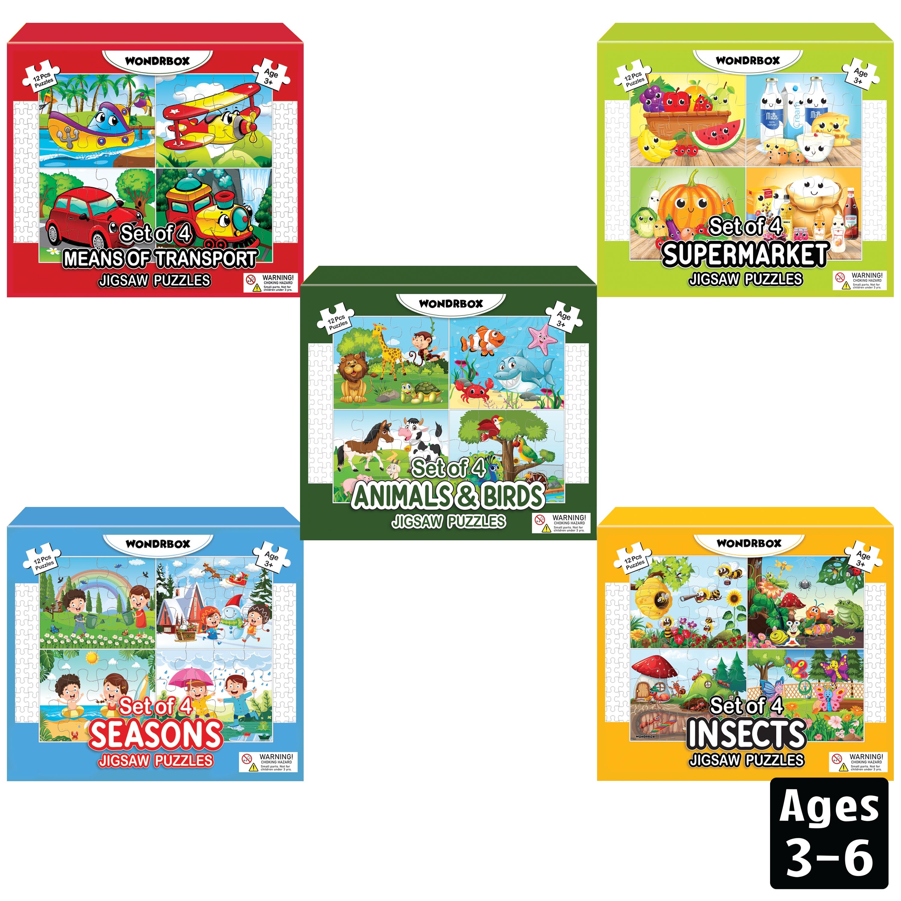 12 Pcs Jigsaw Puzzle (Set of 5), Age 3+