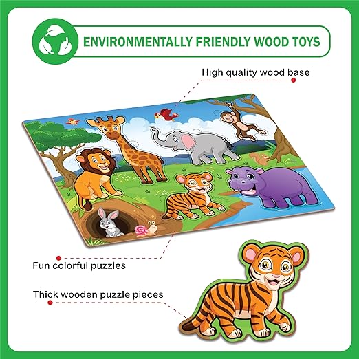 Wooden Wild Animals Puzzle, Age 2+