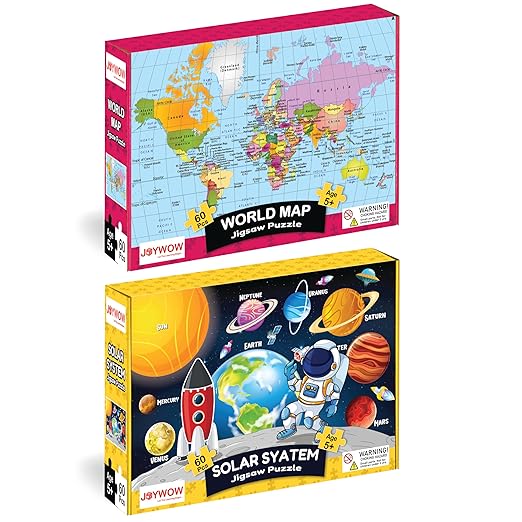60 Pcs jigsaw Puzzle for kids , Combo Pack Solar System + India Map
