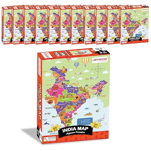 Birthday Returns Gift  India Map Jigsaw Puzzle Pack of 10 , Age 5+