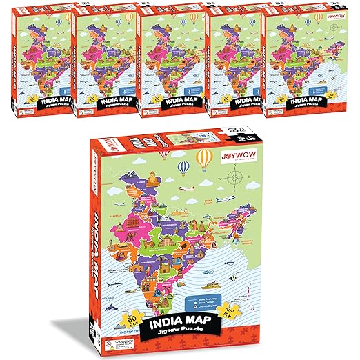 Birthday Return Gifts for Kids,60 Pcs India Map Puzzle ,Pack of 5 ,Age 5+