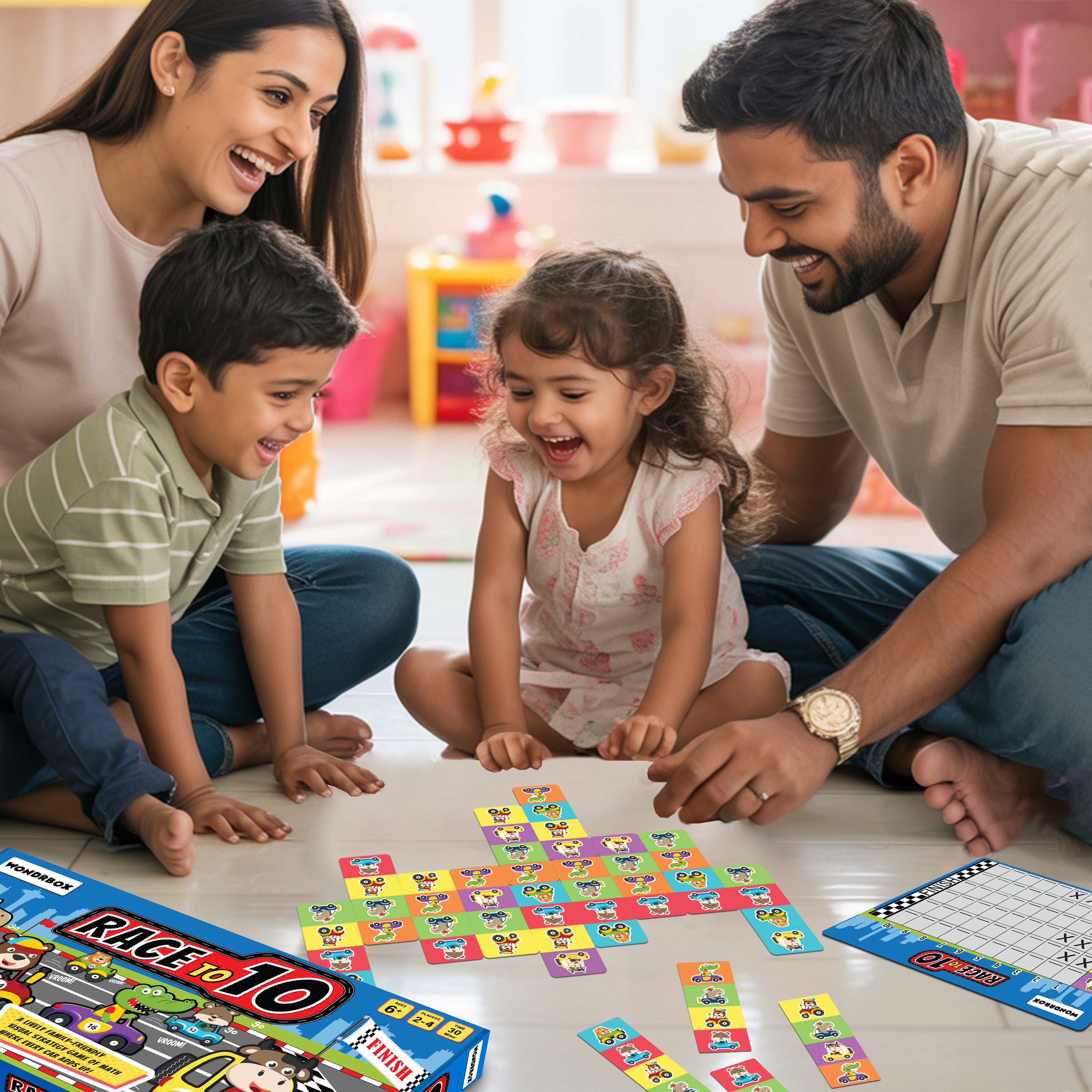 WONDRBOX Card Board Games for Kids Race to 10!, Boost Mental Maths and Strategy | Educational Toy Gifts for Ages 5 6 7 8 9 Year Boy and Girl