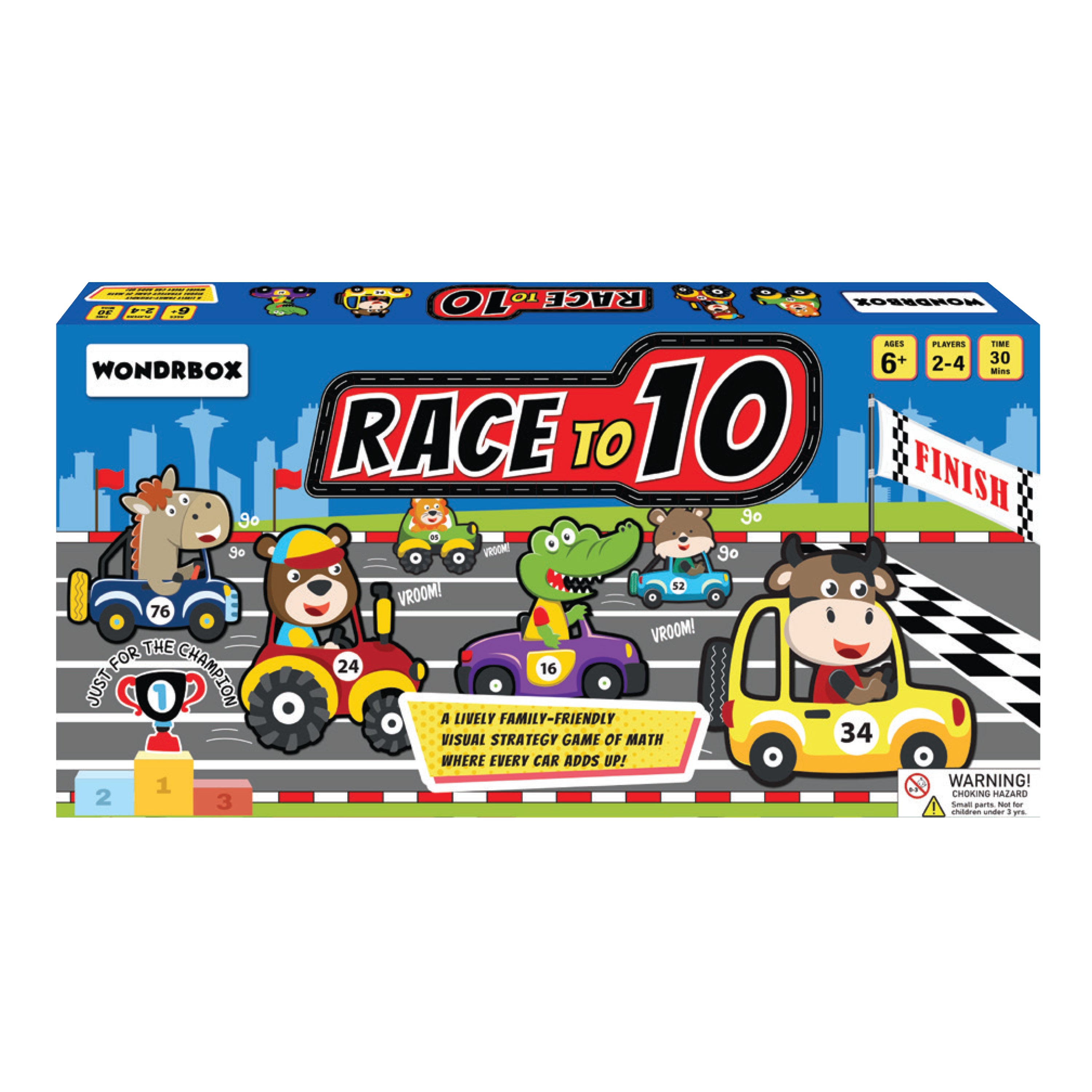 WONDRBOX Card Board Games for Kids Race to 10!, Boost Mental Maths and Strategy | Educational Toy Gifts for Ages 5 6 7 8 9 Year Boy and Girl