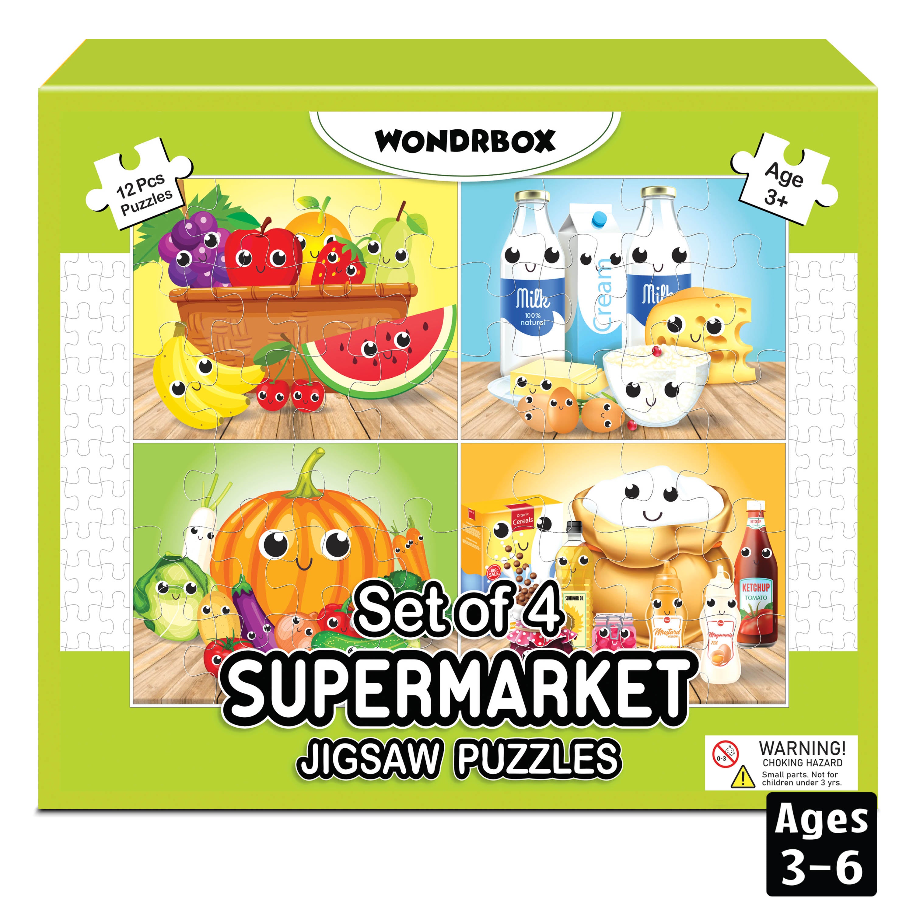 12Pcs Supermarket Jigsaw Puzzle, Age 3+