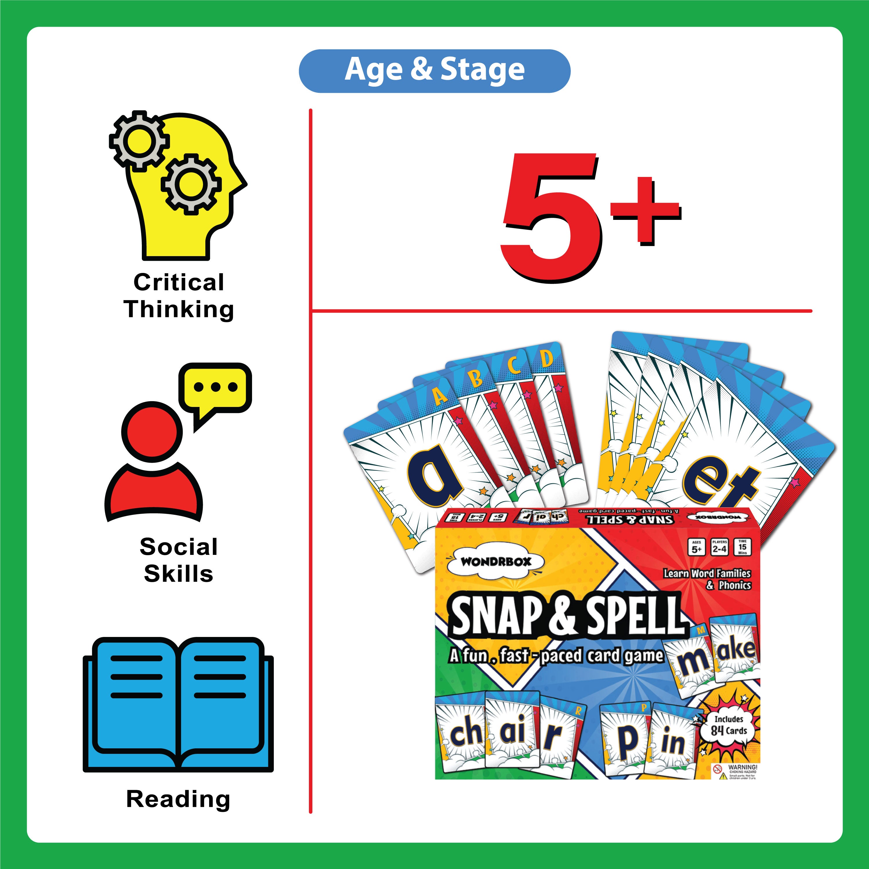 Snap & Spell Card Game,  Ages 5+