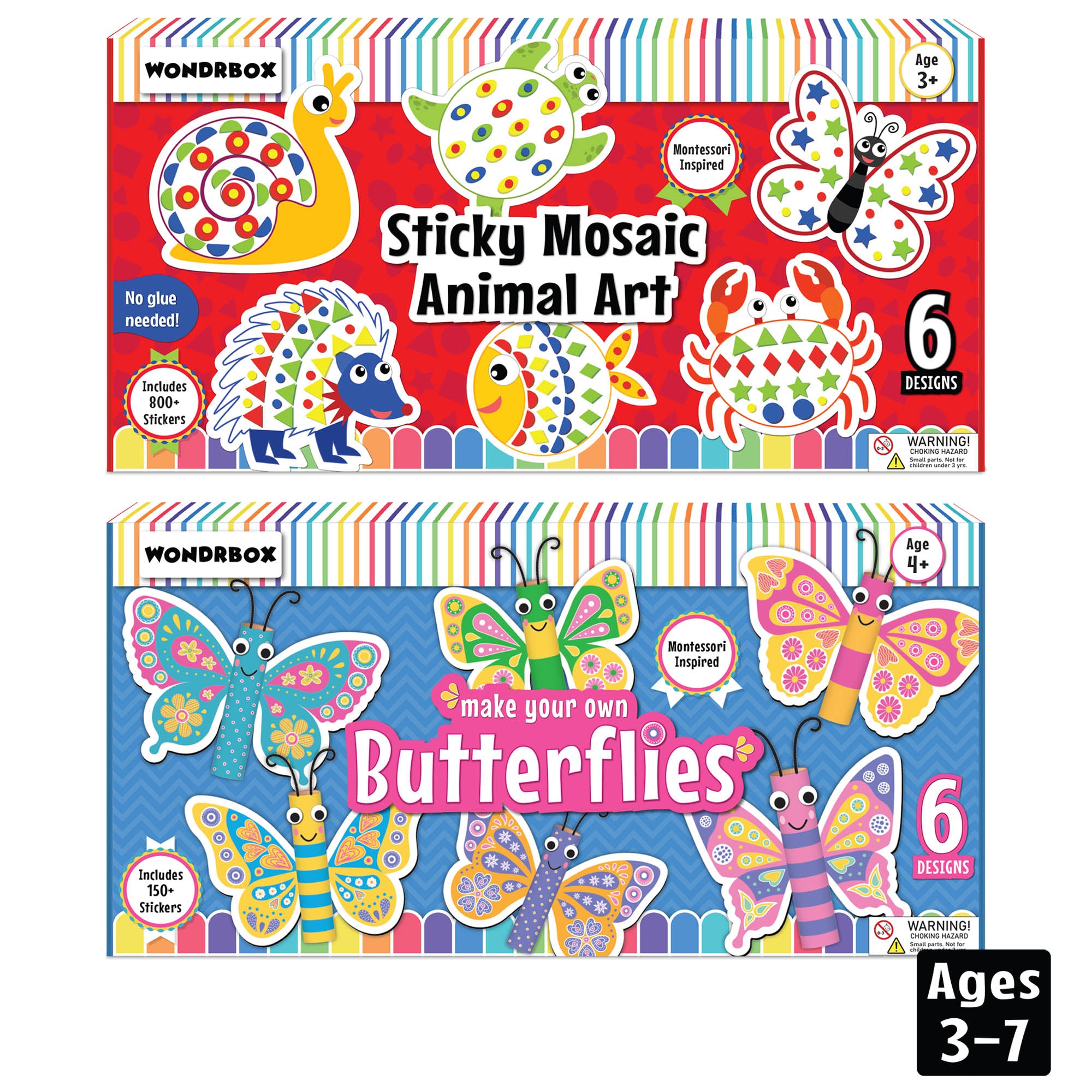 Maker your own Butterflies and Sticky Mosaic Animal Art Combo, Age 3+