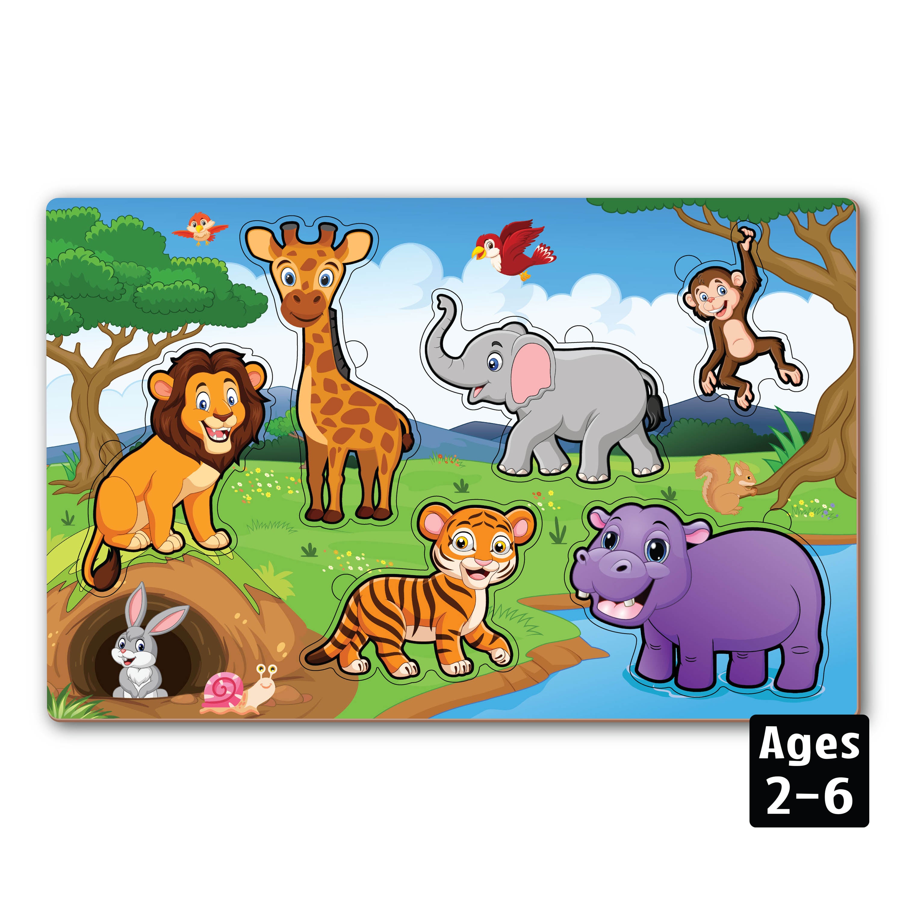 Wooden Wild Animals Puzzle, Age 2+