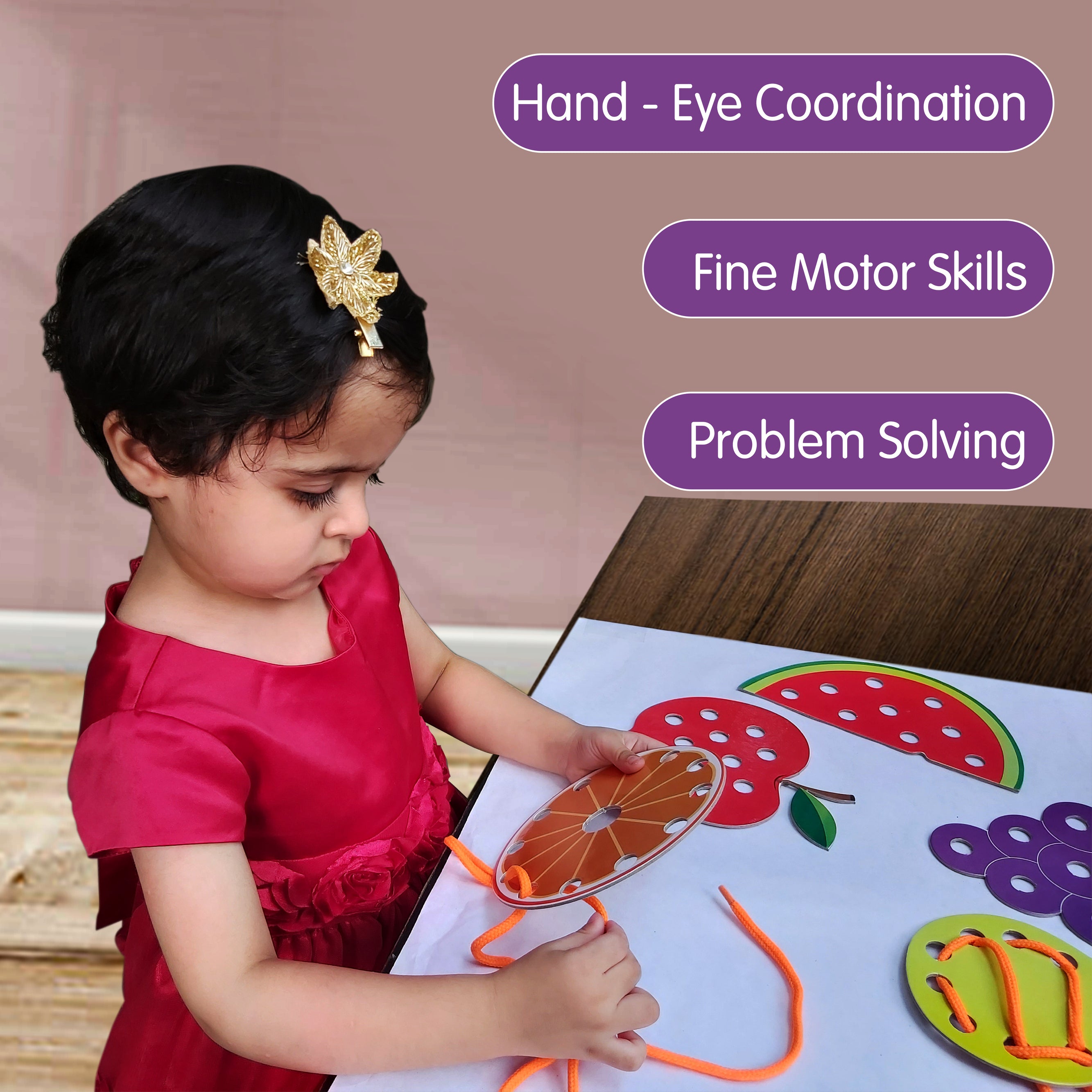 Fruits Lacing Activity Kit, Age 2+