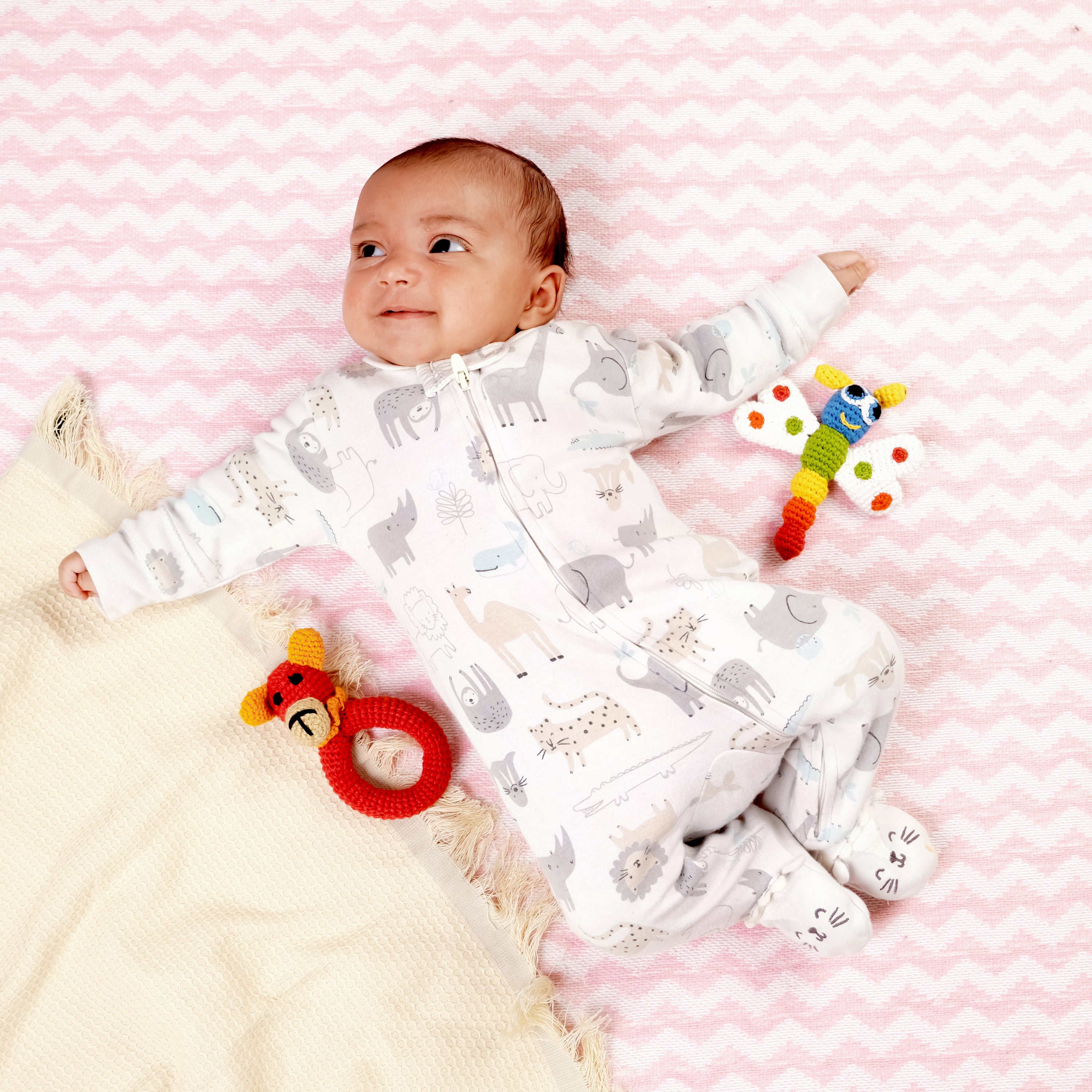 WONDRBOX Crochet Rattle Soft Toy, Bear,