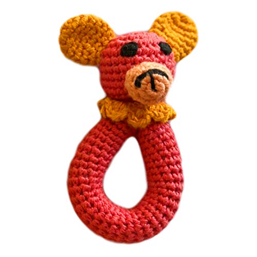 WONDRBOX Crochet Rattle Soft Toy, Bear,