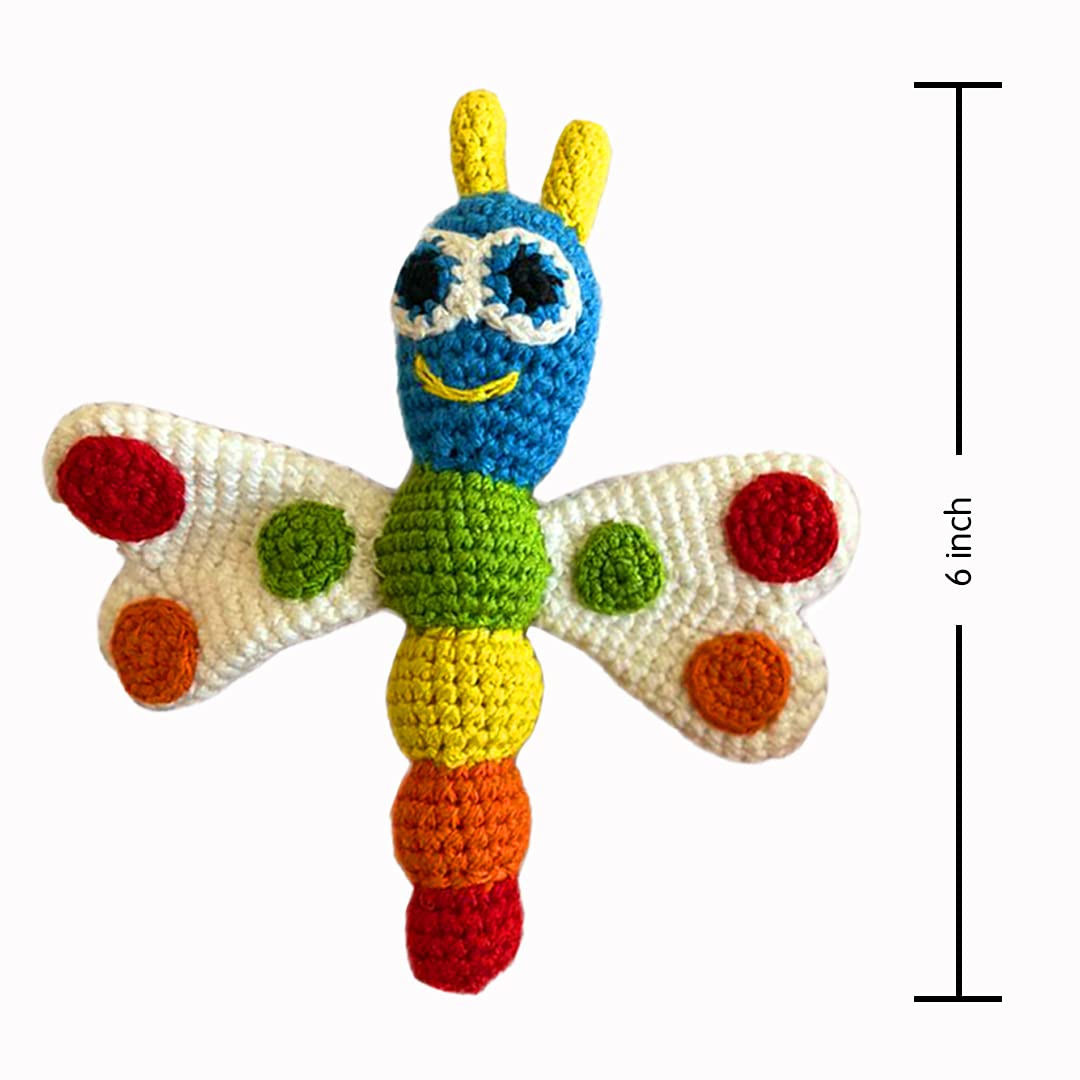 WONDRBOX Crochet Rattle Soft Toy, Butterfly.