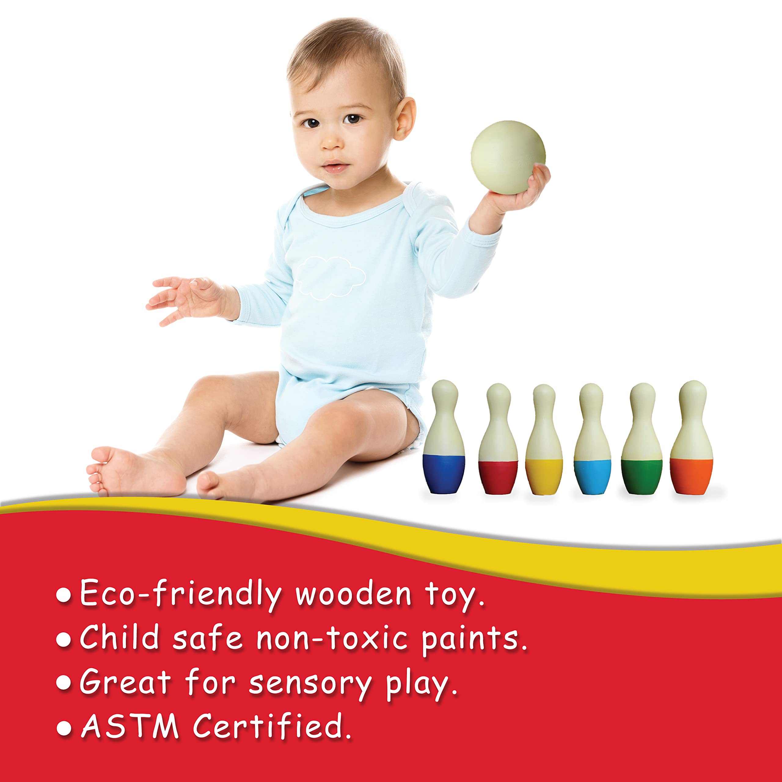 Wooden Mini Bowling Pins, Age 2+