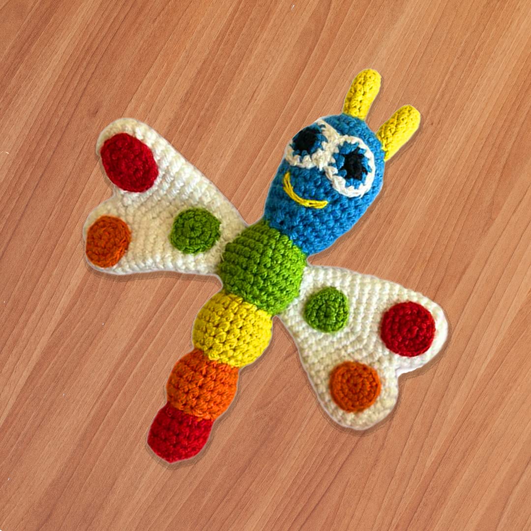 WONDRBOX Crochet Rattle Soft Toy, Butterfly.