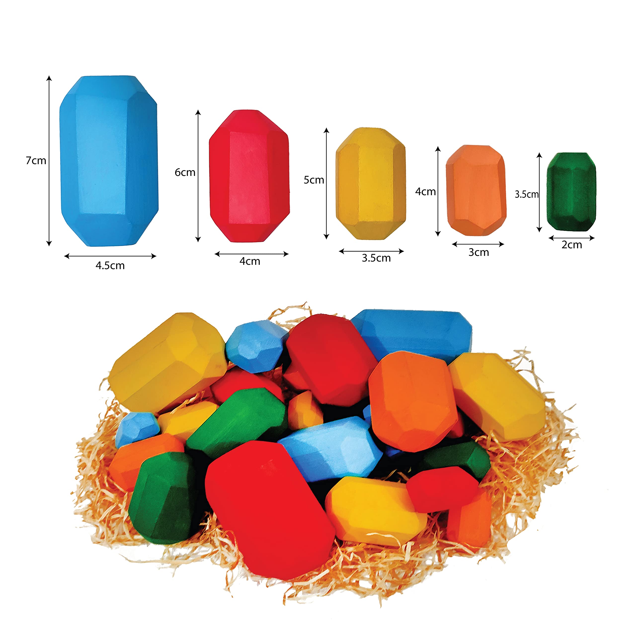 WONDRBOX 25 PCs Wooden Sorting Stacking Rocks. – Littleland