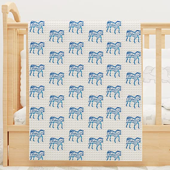 littleland 100% Cotton Baby Blanket/Baby Quilt for Newborn to 3 Years, Soft, Hypoallergenic, Breathable Quilt, Nursery Crib Blanket, Baby Shower Gift, Made in India (Fish)