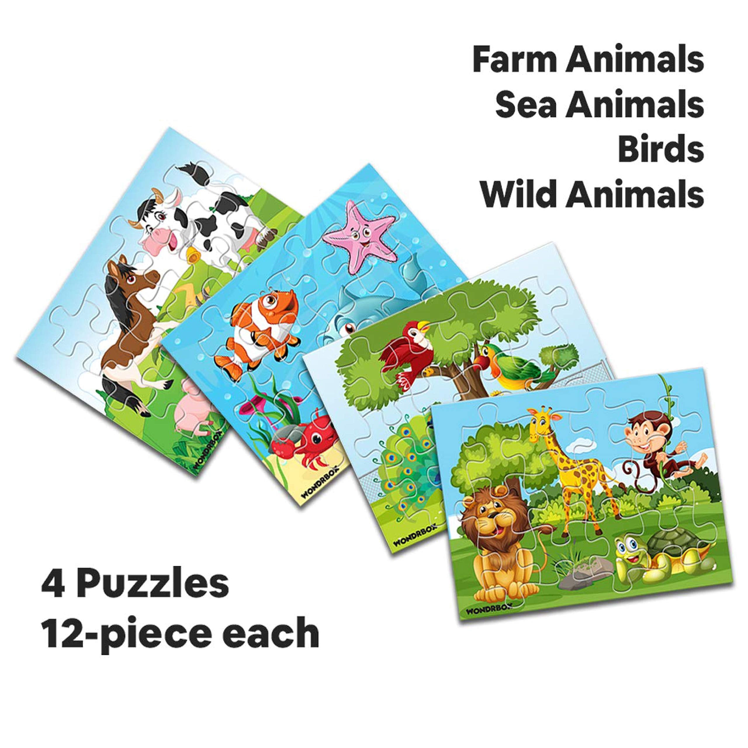 12 Pcs Animal and Birds Jigsaw Puzzle, Age 3+
