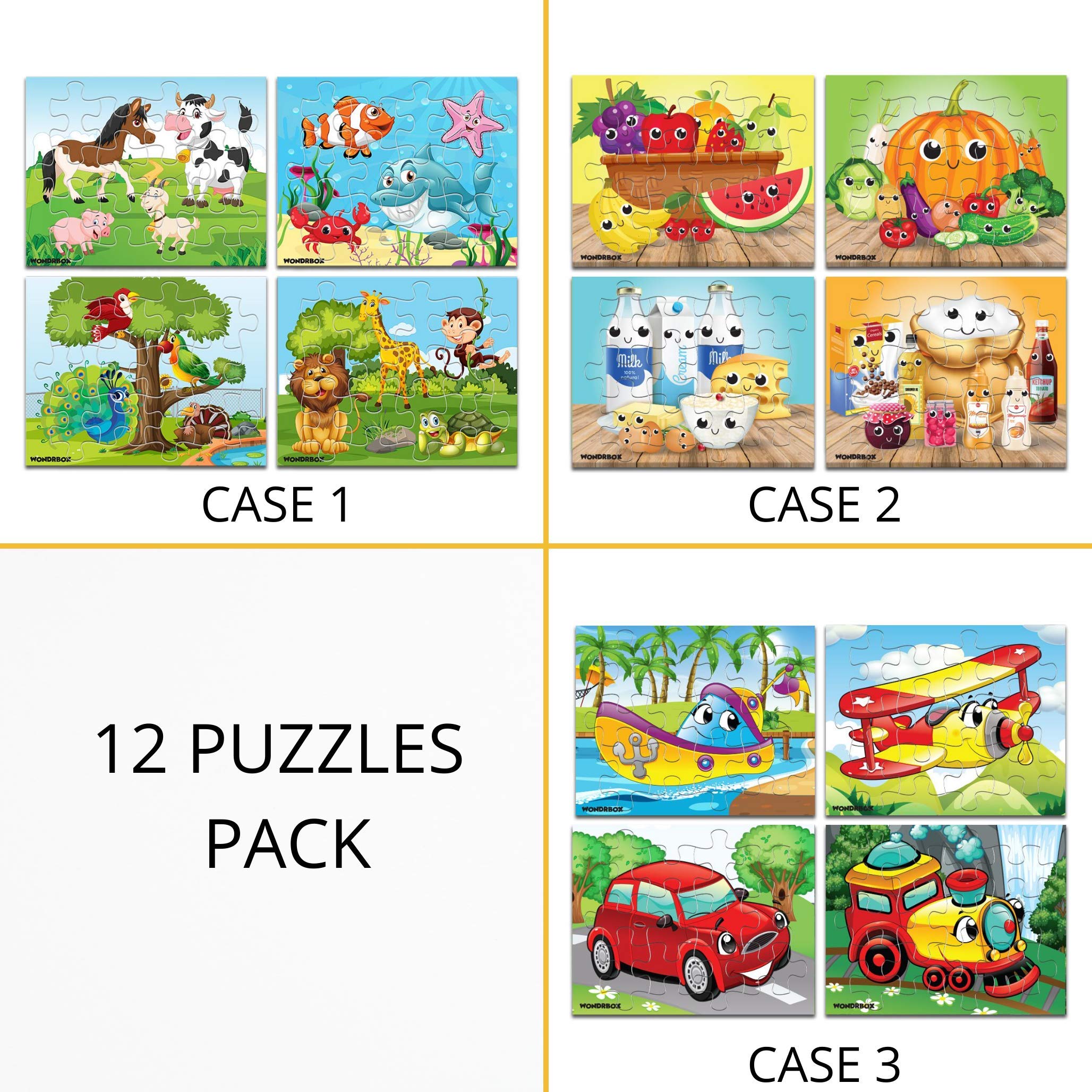 12 Pcs Jigsaw Puzzle (Set of 3), Age 3+