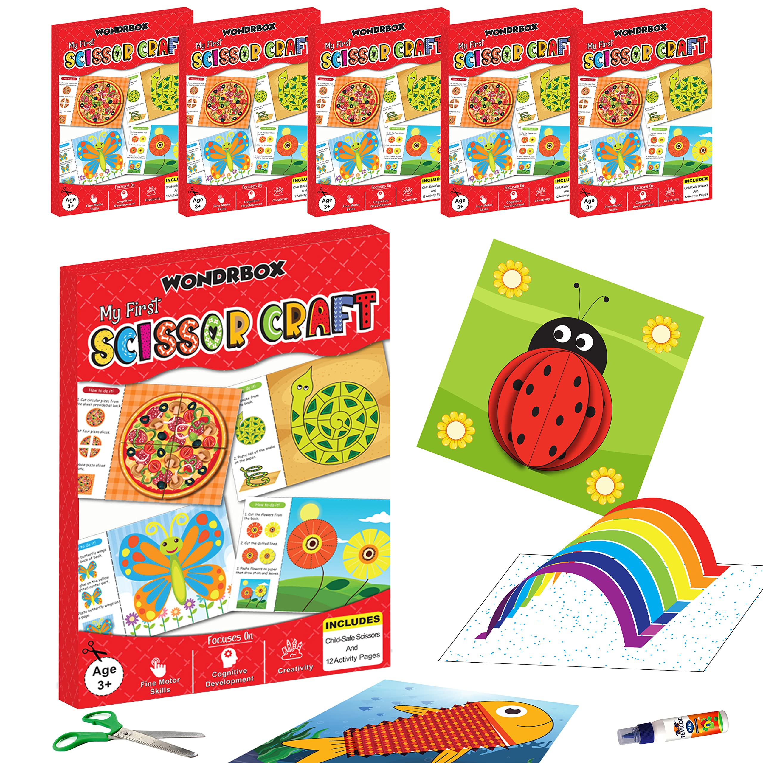 WONDRBOX Return Gifts for Kids Birthday (Pack of 6), Scissor Craft kit.