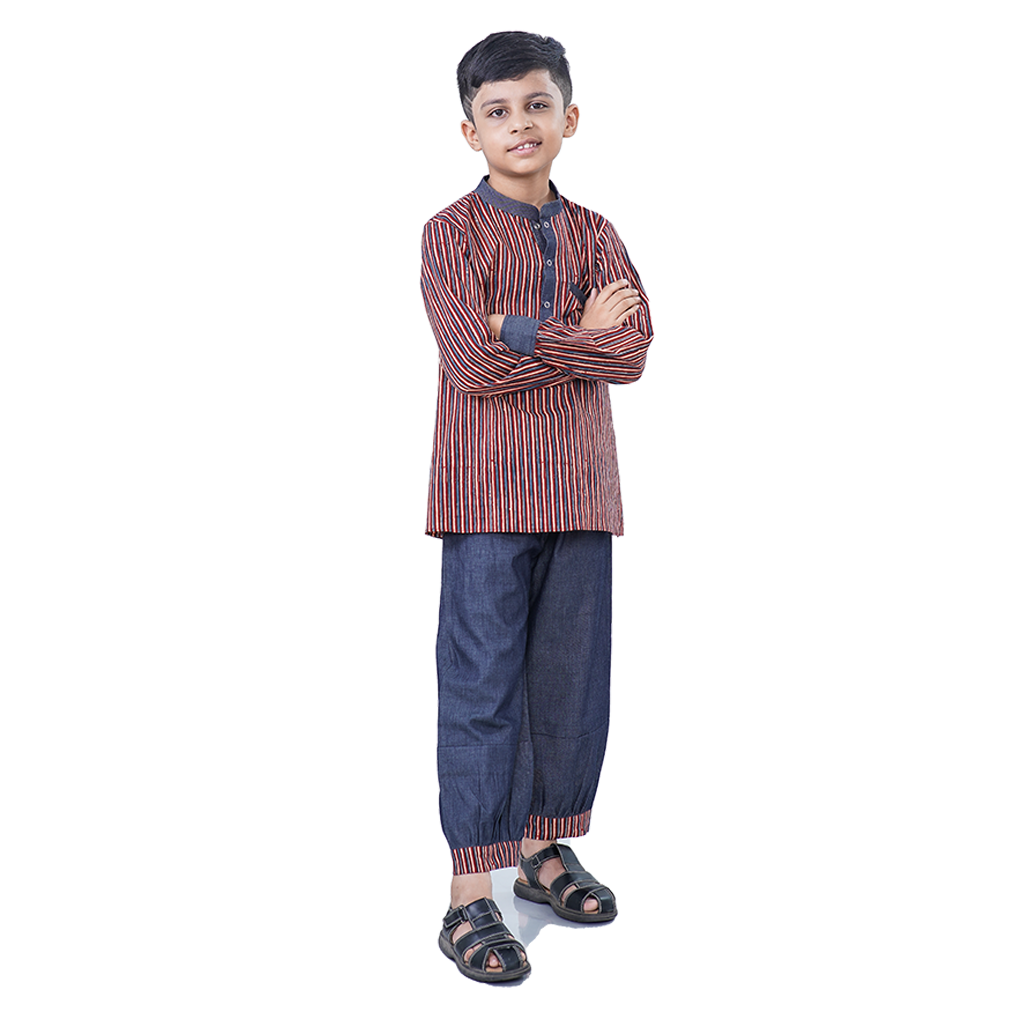 Littleland Denim Kurta And Pant