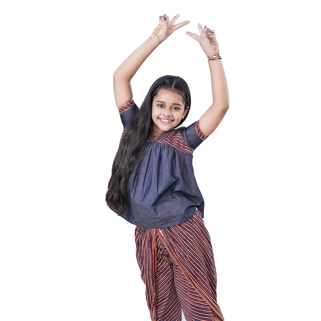 Pre Order: Denim Blue Printed Peplum Pure Cotton Kurti And Dhoti