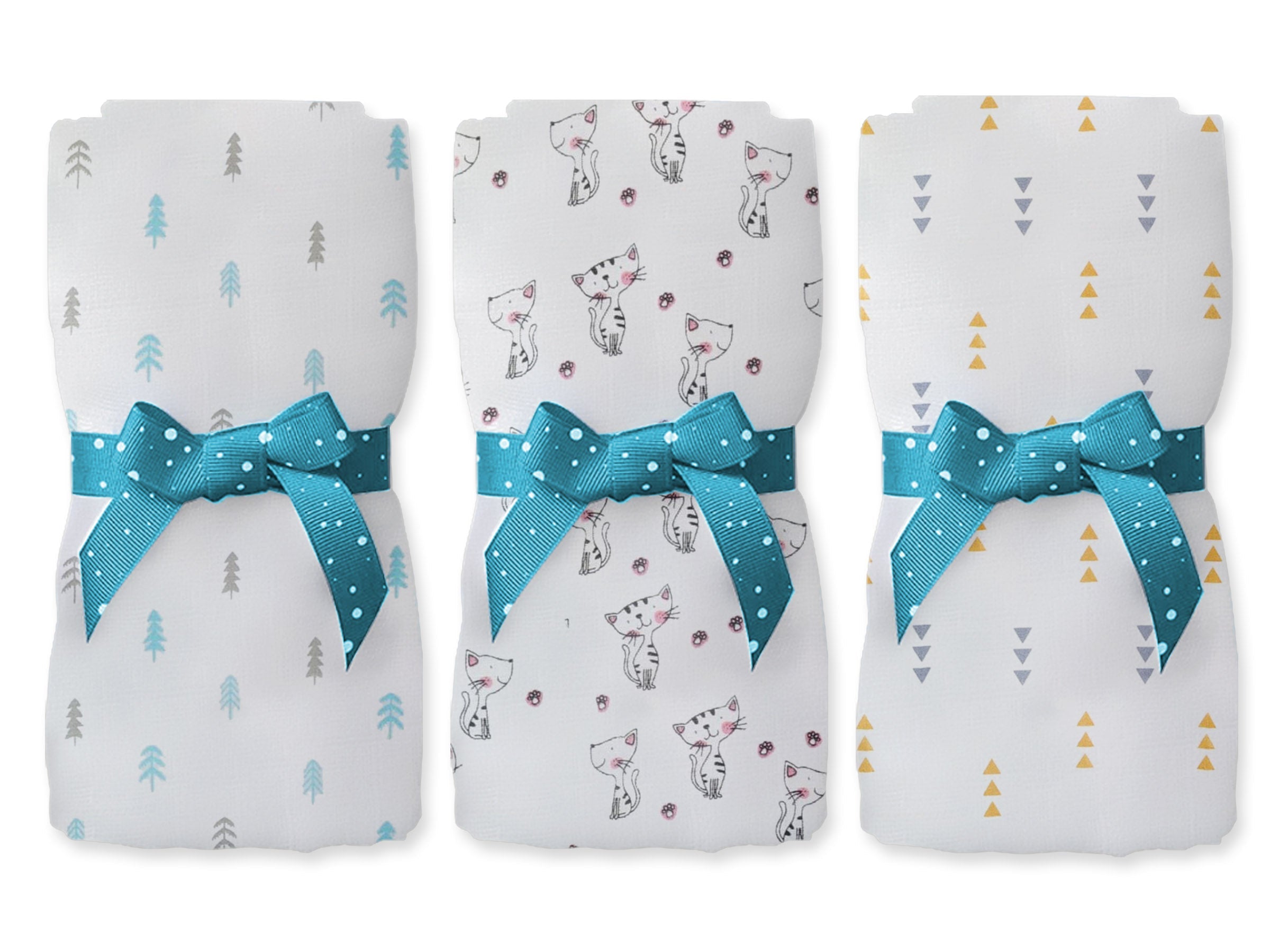 littleland Organic Muslin Cotton Swaddle Wrap Blanket for Newborn Baby (Set of 3, Animal)