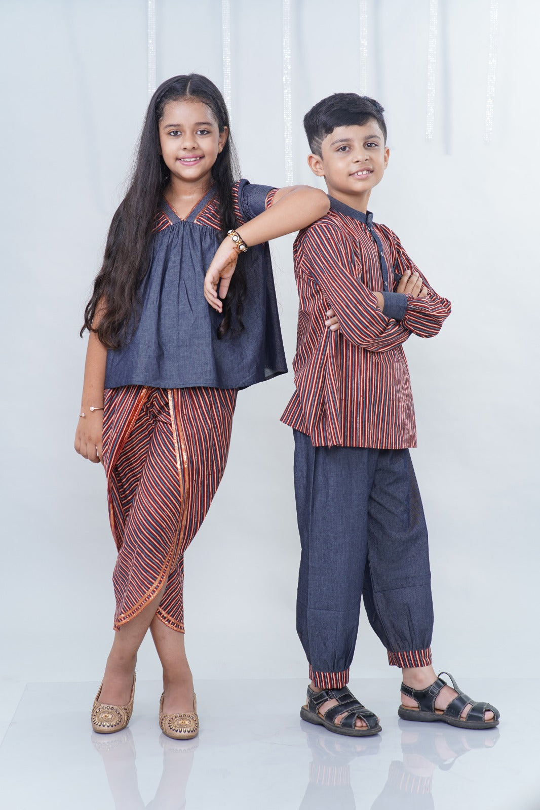Littleland Denim Kurta And Pant